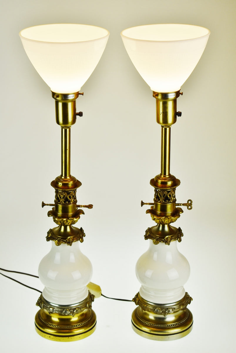 Vintage Brass and White Porcelain Stiffel Table Lamp – Birchard