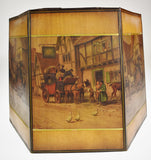 Vintage Hexagonal Lamp Shade w/ English Village Scene