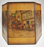 Vintage Hexagonal Lamp Shade w/ English Village Scene