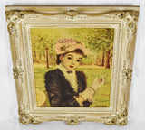 Vintage Large Wood Framed Cherry Jeffe Huldah Print on Board