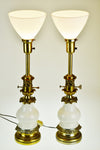 Vintage Stiffel Porcelain and Brass Table Lamps - A Pair