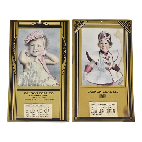 Vintage Advertising Calendars 1938 & 1939 - Set of 2