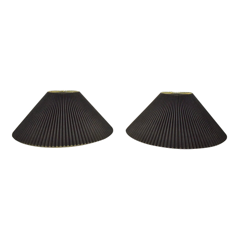 Vintage Black Pleated Fabric Empire Lamp Shades - A Pair