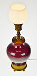 Vintage Burgundy Ceramic Torchiere Table Lamp with Diffuser