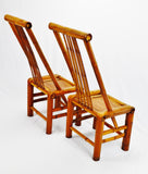 Pair of Vintage Handmade High Back Authentic Bamboo Accent Chairs