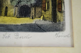 Pair of Early Hans Leisch Prints on Silk Bach's House & Freyung, Vienna Square