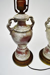 Pair of Antique Ceramic Lamps w/ Brass Base