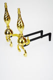 Pair of Brass Federal Style Andirons with Beautiful Turned Accent