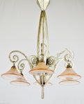 Authentic French Art Deco Chandelier Pink Glass Globes