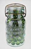 Early Mason Type Jars filled with old Green Glass Ingots