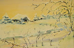 Framed Winter Scene Watercolor Print