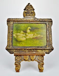 Ducks on Pond - Antique Chromolithograph on Board - A. Koester