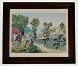 Vintage Framed Grandma Moses Mary And The Little Lamb Print