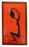 Vintage Red & Black Abstract Figural Woman Oil on Canvas Painting - Artist Signed