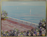 Vintage Framed Oil on Canvas Seascape Painting Sailboat in Bloom - Artist Signed