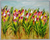Large Scale Impressionist Impasto Oil Painting Field of Tulips - Artist Signed