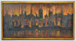 Vintage Framed Cityscape Oil on Canvas Painting - Artist Signed