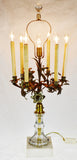 Antique Toleware Candelabra Table Lamp with Marble Base
