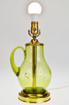 Vintage Green Dimpled Glass Jug Table Lamp