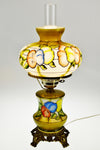 Vintage Hand Painted Glass Parlor Lamp w/ Nightlight Base