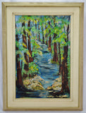 Vintage Framed Path in Forest Impasto Oil on Canvas - Artist Signed