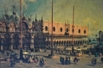 Vintage Gilt Framed Textured Print on Board The Square of St. Mark's by Canaletto