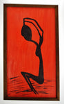 Vintage Red & Black Abstract Figural Woman Oil on Canvas Painting - Artist Signed