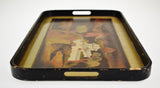 Vintage Hand Painted Asian Wood Serving Tray