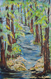 Vintage Framed Path in Forest Impasto Oil on Canvas - Artist Signed