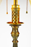 Antique Moroccan Etched Brass Dual Articulating Socket Table Lamp
