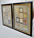 Vintage Large Scale Framed Geometric Design Wall Art - A Pair
