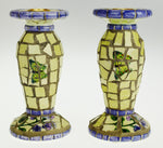 Vintage Mosaic Tile Candle Holders - A Pair