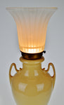 Art Deco Ceramic Table Lamp with Frosted Fluted Glass Shade