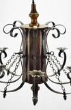Vintage 8 Arm Wood and Iron Chandelier
