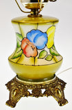 Vintage Hand Painted Glass Parlor Lamp w/ Nightlight Base
