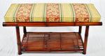 Vintage Bamboo and Rattan Hall Bench with Cushion