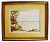 Vintage Framed Seascape Watercolor Painting - Artist Signed