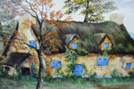 Vintage French Artist M. Frigoli Cottage by the Water Oil on Canvas - Artist Signed