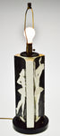 Art Deco Ceramic 3 Sided Figural Ballerina Design Table Lamp - Signed