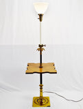 Vintage Brass and Wood Stiffel Torchiere Table Floor Lamp