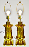Vintage Neoclassical Style Brass Table Lamps - A Pair