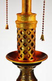 Antique Moroccan Etched Brass Dual Articulating Socket Table Lamp
