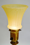 Vintage Uplight Table Lamps with Onyx Base and Frosted Glass Shades - A Pair