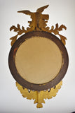 Antique Large Federal Gilt Gesso Eagle Topper Convex Mirror