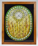 Vintage 1978 Stained Glass Look w/ Dried Flowers Wall Clock - Artist Signed