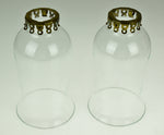 Vintage Clear Hurricane Lamp Shade or Globe w/ Brass Fitters - A Pair