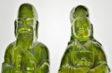 Art Deco Green Ceramic Glazed Asian Figural Wall Art - Set of 2