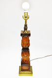Vintage Carved Wood Table Lamp
