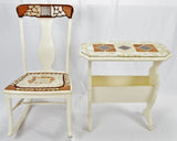 Vintage Mosaic Tiled Rocking Chair & Side End Table Magazine Rack