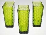Vintage Anchor Hocking Avocado Green Glass Vases - Set of 3